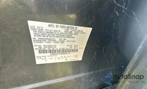 2016 Ford Flex Sel from USA, damaged, VIN 2FMGK5C83GBA09724